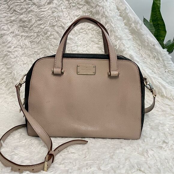 KATE SPADE Dome Brown Black Colorblock Zip  Suede Leather Hand/ Crossbody Bag - Picture 1 of 9